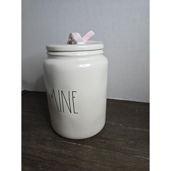 NWT Rae Dunn Artisan Be Mine Valentines Day Large Canister Gold Writing Ivory - Picture 5 of 9
